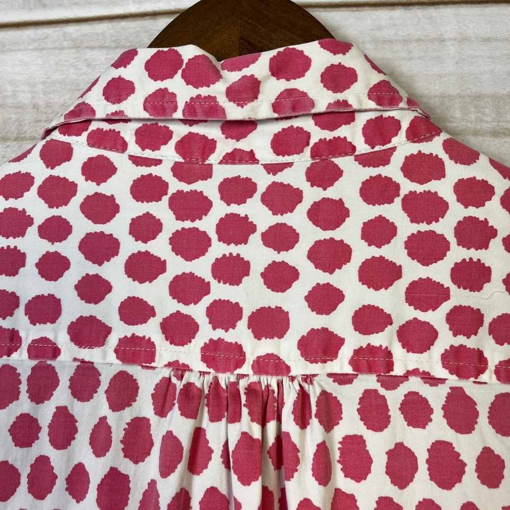 Tizzie Pink Dot Tunic Shirt Dress 3/4 Sleeve V Neck Women's coverup resort L - Picture 10 of 15